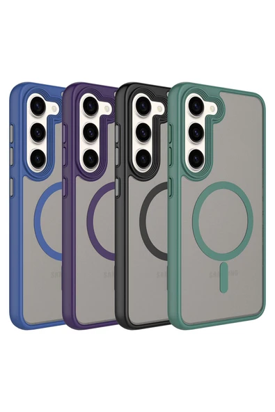 KILIFTECH Galaxy S23 Uyumlu Mat Arka Yüzey Wireless Şarj Özellikli Zore Flet Magsafe Kılıf-Siyah - Resim 2