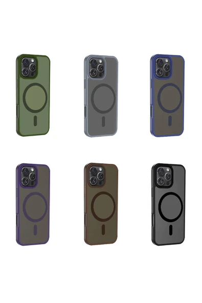 KILIFTECH iPhone 16 Pro Kılıf Magsafe Şarj Özellikli Mat Arka Yüzey Zore Sio Kapak-Derin Mor - Resim 2