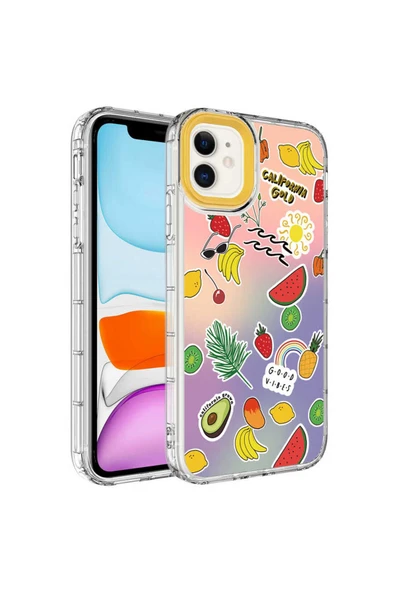 KILIFTECH iPhone 12 Uyumlu Kamera Korumalı Renkli Desenli Sert Silikon Zore Korn Kılıf-NO4 ürün görseli