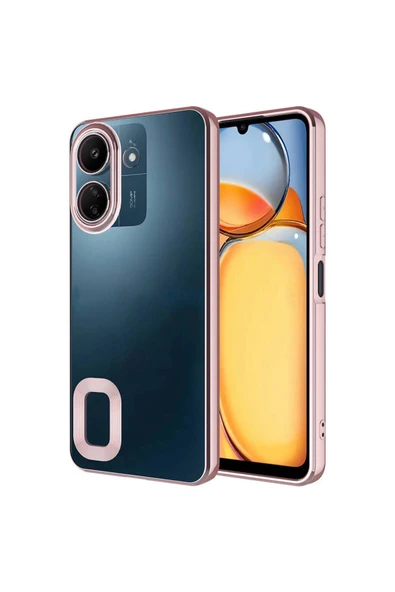 Mayaks Poco C65 Kılıf Kamera Korumalı Logo Gösteren Zore Omega Kapak-Rose Gold ürün görseli