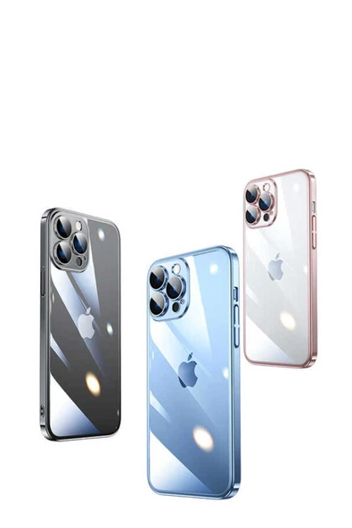 KILIFTECH iPhone 13 Pro Uyumlu Sert PC Renkli Çerçeveli Zore Riksos Kılıf-Siyah - Resim 2