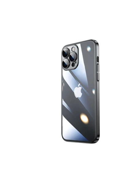 KILIFTECH iPhone 13 Pro Uyumlu Sert PC Renkli Çerçeveli Zore Riksos Kılıf-Siyah ürün görseli 1