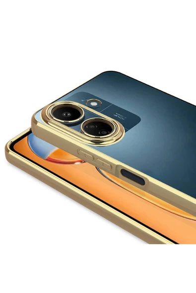 Mayaks Poco C65 Kılıf Kamera Korumalı Logo Gösteren Zore Omega Kapak-Rose Gold - Resim 2