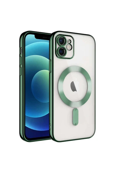 KILIFTECH iPhone 11 Uyumlu Kamera Korumalı Magsafe Wireless Şarj Özellikli Zore Demre Kılıf-Koyu Yeşil ürün görseli