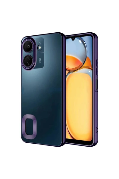 KILIFTECH Poco C65 Kılıf Kamera Korumalı Logo Gösteren Zore Omega Kapak-Derin Mor