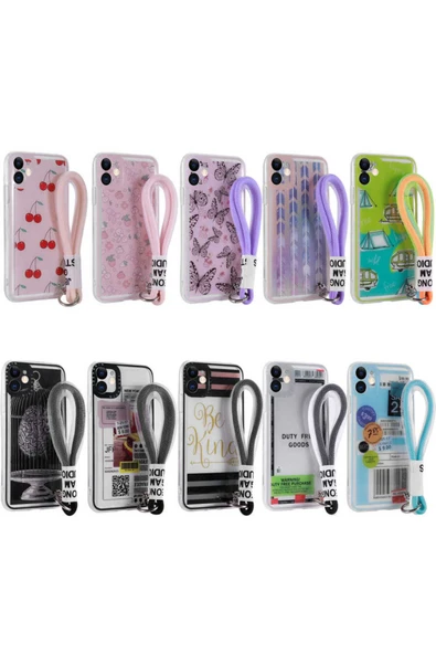 dsBARKOT iPhone 11 Uyumlu Desenli El Askılı İpli DSB Astana Silikon Kılıf-Kelebek - Resim 2