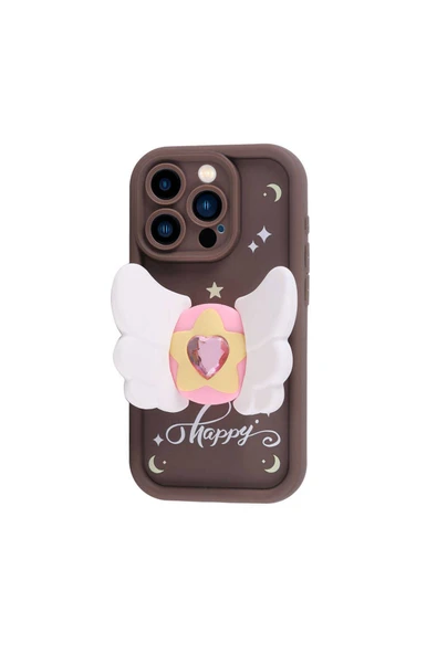 KILIFTECH iPhone 15 Pro Kılıf Kamera Korumalı Figür Tasarımlı Zore Kapya Kapak-Pembe Koyu - Resim 5