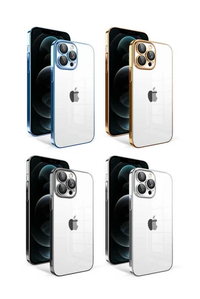 KILIFTECH iPhone 12 Pro Max Uyumlu Kamera Korumalı Renkli Çerçeveli Zore Garaj Kılıf-Siyah - Resim 2