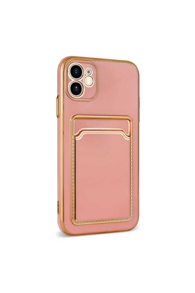 AC Mobile iPhone 11 Uyumlu Zore Bark Kartlıklı Kılıf-Rose Gold - Resim 3