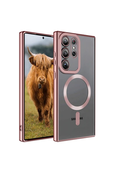 zore Galaxy S23 Ultra Uyumlu Magsafe Wireless Şarj Özellikli Zore Setro Silikon-Rose Gold ürün görseli