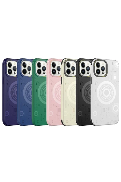 KILIFTECH iPhone 13 Pro Uyumlu Zore Wireless Şarj Özellikli Desenli Hot Kılıf-Koyu Yeşil - Resim 2