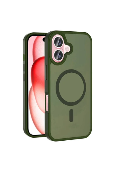 KILIFTECH iPhone 16 Plus Kılıf Magsafe Şarj Özellikli Mat Arka Yüzey Zore Sio Kapak-Koyu Yeşil ürün görseli