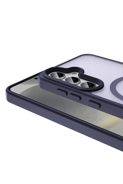 zore Galaxy S24 Plus Kılıf Magsafe Şarj Özellikli Mat Arka Yüzey Zore Sio Kapak-Lacivert - 6