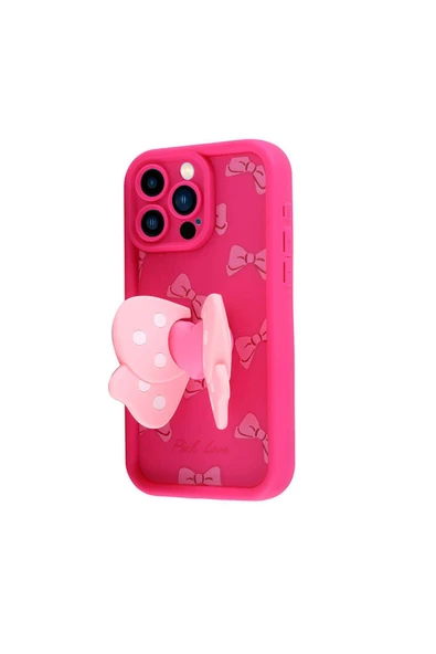 KILIFTECH iPhone 14 Pro Kılıf Kamera Korumalı Figür Tasarımlı Zore Kapya Kapak-Pembe Açık - Resim 5