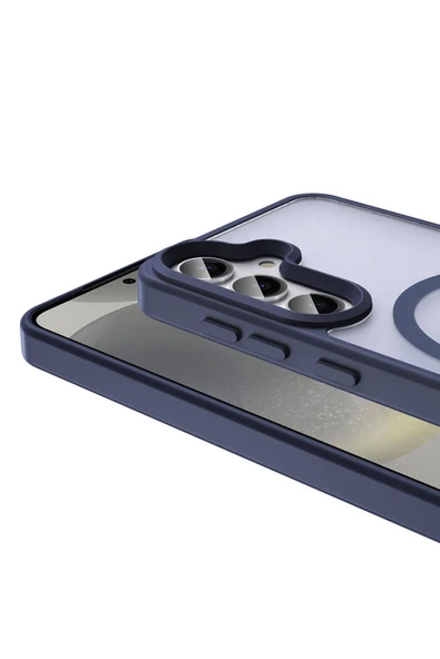 zore Galaxy S24 Plus Kılıf Magsafe Şarj Özellikli Mat Arka Yüzey Zore Sio Kapak-Lacivert - 2