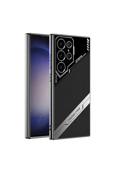 KILIFTECH Galaxy S23 Ultra Kılıf Kamera Korumalı Suni Deri Tasarım Zore Yeni Seri Procase Kapak-Siyah - 1