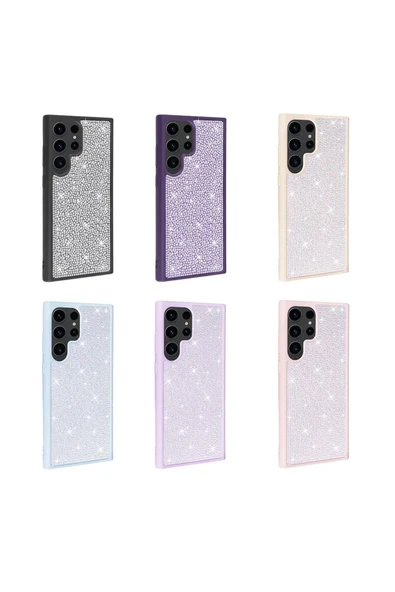 Resveq Galaxy S23 Ultra Uyumlu Parlak Taşlı Tasarım Zore Ston Kılıf-Beyaz - Resim 2