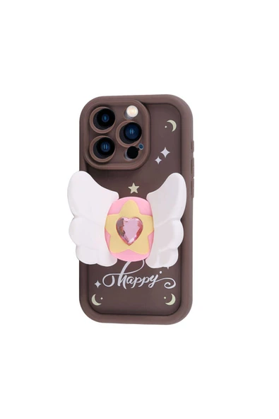 KILIFTECH iPhone 14 Pro Kılıf Kamera Korumalı Figür Tasarımlı Zore Kapya Kapak-Pembe Açık - Resim 6