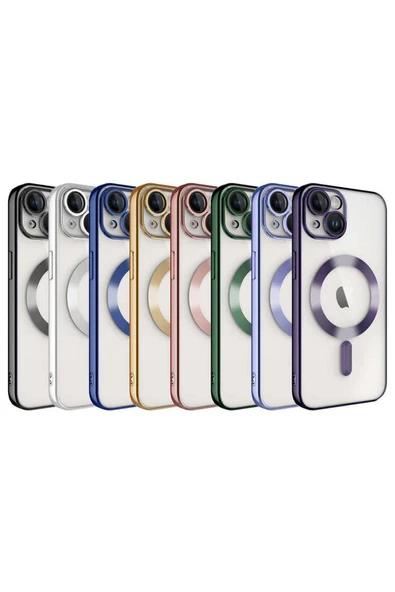 KILIFTECH iPhone 14 Plus Uyumlu Kamera Korumalı Magsafe Wireless Şarj Özellikli Zore Demre Kılıf-Siyah - Resim 2