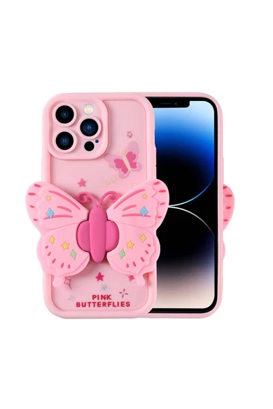 KILIFTECH iPhone 14 Pro Kılıf Kamera Korumalı Figür Tasarımlı Zore Kapya Kapak-Pembe Açık ürün görseli