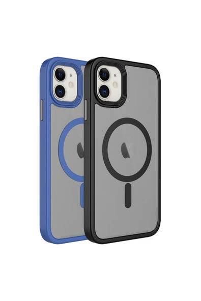 KILIFTECH iPhone 11 Uyumlu Mat Arka Yüzey Wireless Şarj Özellikli Zore Flet Magsafe Kılıf-Derin Mor - Resim 2