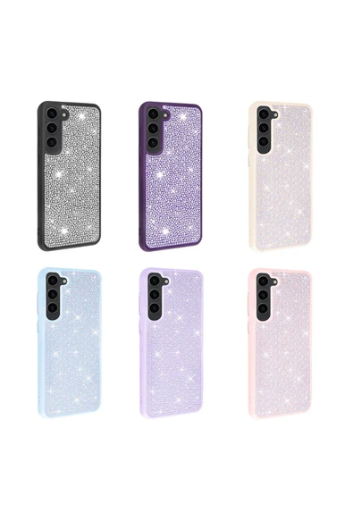 wenixs aksesuar Galaxy S23 Uyumlu Parlak Taşlı Tasarım Zore Ston Kılıf-Pembe - Resim 2