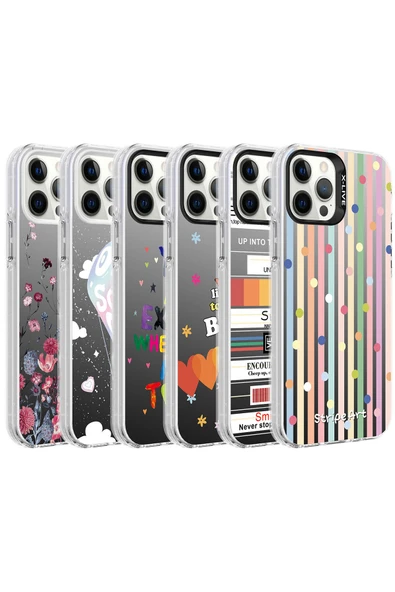 wenixs aksesuar iPhone 12 Pro Max Uyumlu Desenli Zore Silver Sert Kılıf-Mottolar - Resim 2