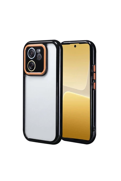 wenixs aksesuar Xiaomi Mi 13T Kılıf Kamera Korumalı Renkli Kenar ve Çerçeve Tasarımlı Zore Vitamin Kapak-Siyah