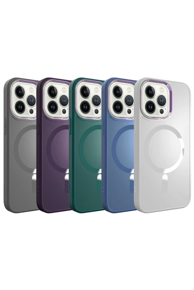 KILIFTECH iPhone 13 Pro Max Uyumlu Magsafe Wireless Şarj Özellikli Zore Stil Kılıf-Sierra Mavi - Resim 2