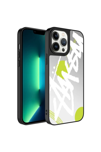 10LİNE AKSESUAR iPhone 13 Pro Uyumlu Aynalı Desenli Kamera Korumalı Parlak Zore Mirror Kılıf-Yazı ürün görseli
