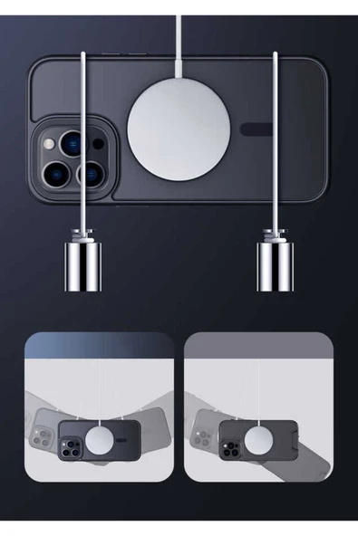 zore iPhone 14 Pro Max Zore Uyumlu Wireless Şarj Özellikli Zore Hibrit Magsafe Kılıf-Mor - Resim 6