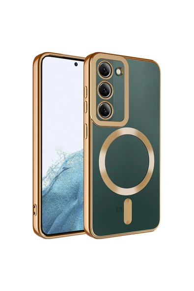 zore Galaxy S23 Uyumlu Magsafe Wireless Şarj Özellikli Zore Setro Silikon-Gold ürün görseli 1