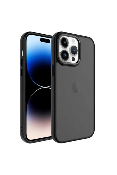 YuccaTech iPhone 14 Pro Uyumlu Buzlu Sert PC Zore May Kılıf-Siyah ürün görseli 1