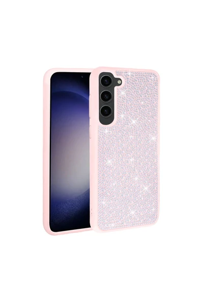 wenixs aksesuar Galaxy S23 Uyumlu Parlak Taşlı Tasarım Zore Ston Kılıf-Pembe ürün görseli