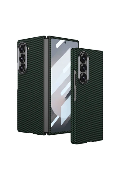 zore Galaxy Z Fold 6 Uyumlu Kamera Korumalı Karbon Fiber Tasarımlı Arka Yüzey Zore Kıpta Karbon Kapak - 1