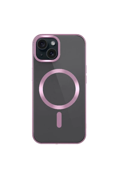 zore iPhone 15 Plus Uyumlu Mat Tasarımlı Magsafe Wireless Şarj Özellikli Zore Mat Setro Kılıf-Pembe - Resim 2