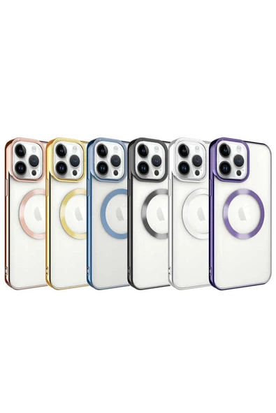 Cleo Cases iPhone 14 Pro Uyumlu Magsafe Wireless Şarj Özellikli Zore Setro Silikon-Siyah - Resim 2