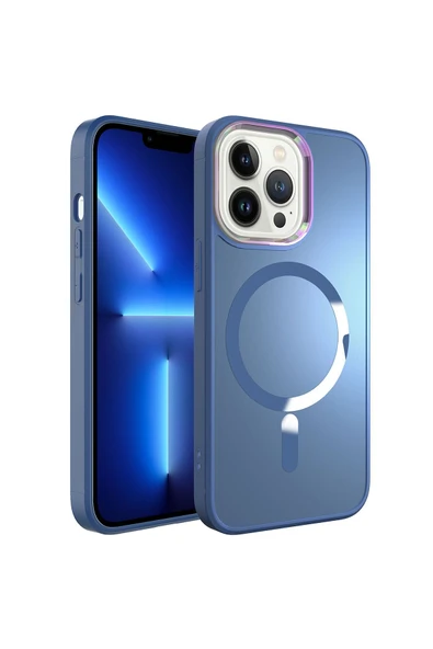 KILIFTECH iPhone 13 Pro Max Uyumlu Magsafe Wireless Şarj Özellikli Zore Stil Kılıf-Sierra Mavi ürün görseli