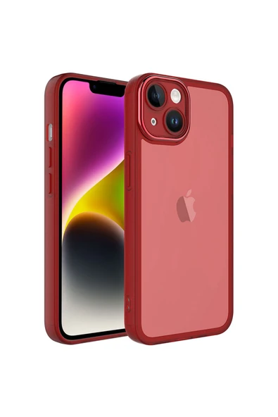 zore iPhone 14 Uyumlu Kamera Korumalı Transparan Zore Post Kılıf-Kırmızı ürün görseli