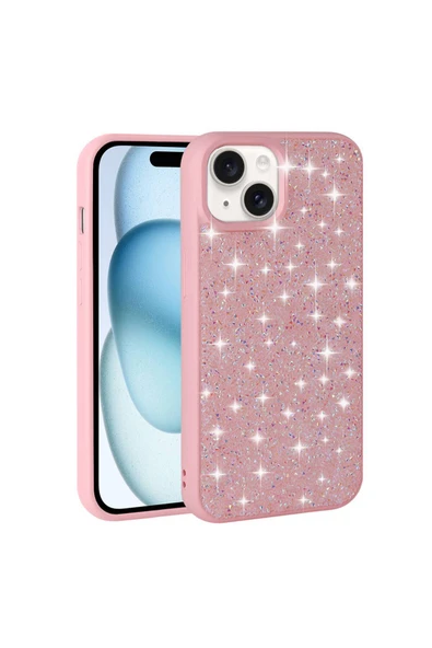 zen aksesuar iPhone 15 Uyumlu Parlak Taşlı Tasarım Pırlanta Zore Kılıf-Lila - Resim 3
