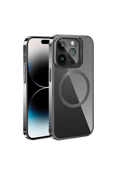 zore iPhone 15 Pro Uyumlu Magsafe Wireless Şarj Özellikli Standlı Zore Klon Kılıf-Gri ürün görseli