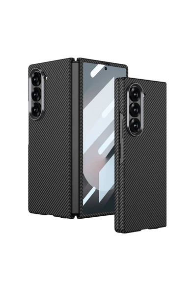 zore Galaxy Z Fold 6 Uyumlu Kamera Korumalı Karbon Fiber Tasarımlı Arka Yüzey Zore Kıpta Karbon Kapak ürün görseli