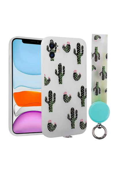 zen aksesuar iPhone 11 Uyumlu Desenli El Askılı İpli Zore Arte Silikon Kılıf-NO8 ürün görseli