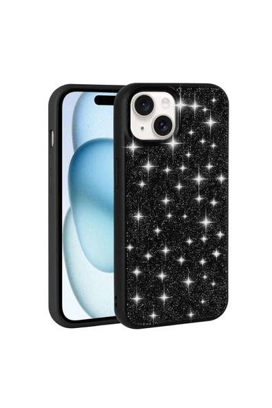 zen aksesuar iPhone 15 Uyumlu Parlak Taşlı Tasarım Pırlanta Zore Kılıf-Lila - Resim 2