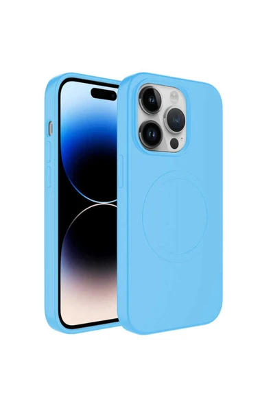 SAFA iPhone 11 Pro Uyumlu Magsafe Wireless Şarj Özellikli Pastel Renk Silikon Zore Plas Kılıf-Mavi ürün görseli