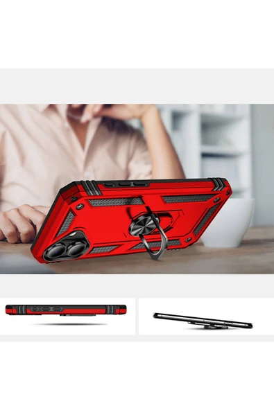 10LİNE AKSESUAR Apple iPhone 16 Plus Kılıf Zore Vega Kapak-Kırmızı - Resim 3