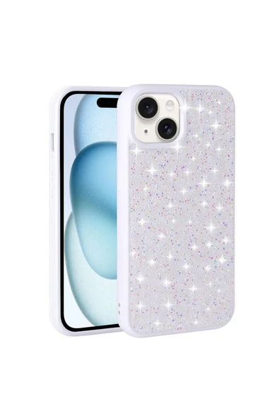 zen aksesuar iPhone 15 Uyumlu Parlak Taşlı Tasarım Pırlanta Zore Kılıf-Lila - Resim 5