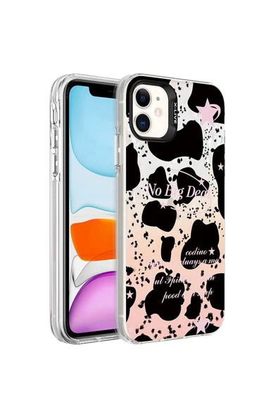 NÜANSTEK iPhone 12 Uyumlu Mermer Desenli Zore Marbello Kılıf-Siyah-Beyaz ürün görseli