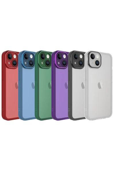 zore iPhone 14 Uyumlu Kamera Korumalı Transparan Zore Post Kılıf-Kırmızı - Resim 2