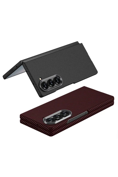 zore Galaxy Z Fold 6 Uyumlu Kamera Korumalı Karbon Fiber Tasarımlı Arka Yüzey Zore Kıpta Karbon Kapak - 3